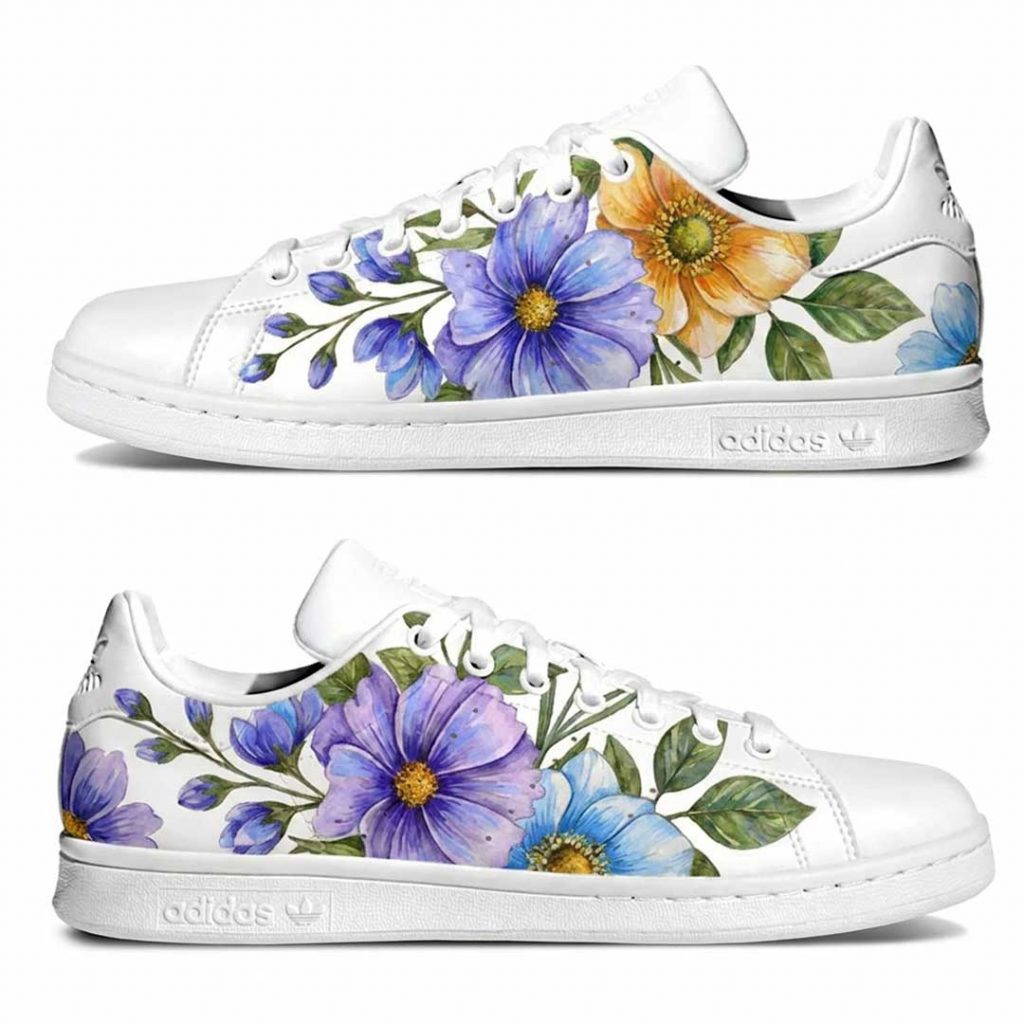 Baskets ADIDAS Stan Smith personnalisées "Motif floral"