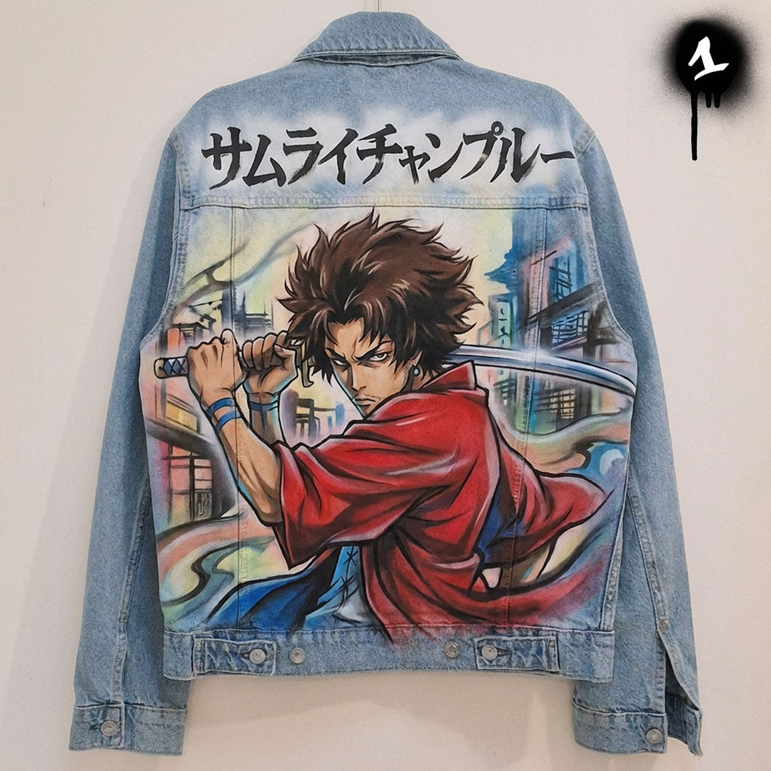 Veste en jean custom personnalisée "Samuraï Champloo"