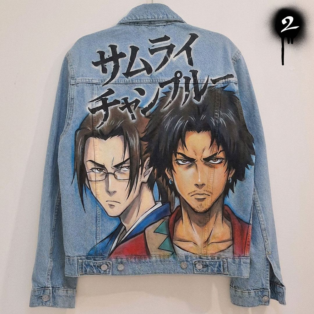 Veste en jean custom personnalisée "Samuraï Champloo"