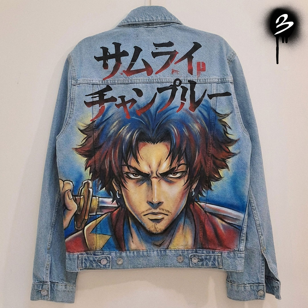 Veste en jean custom personnalisée "Samuraï Champloo"