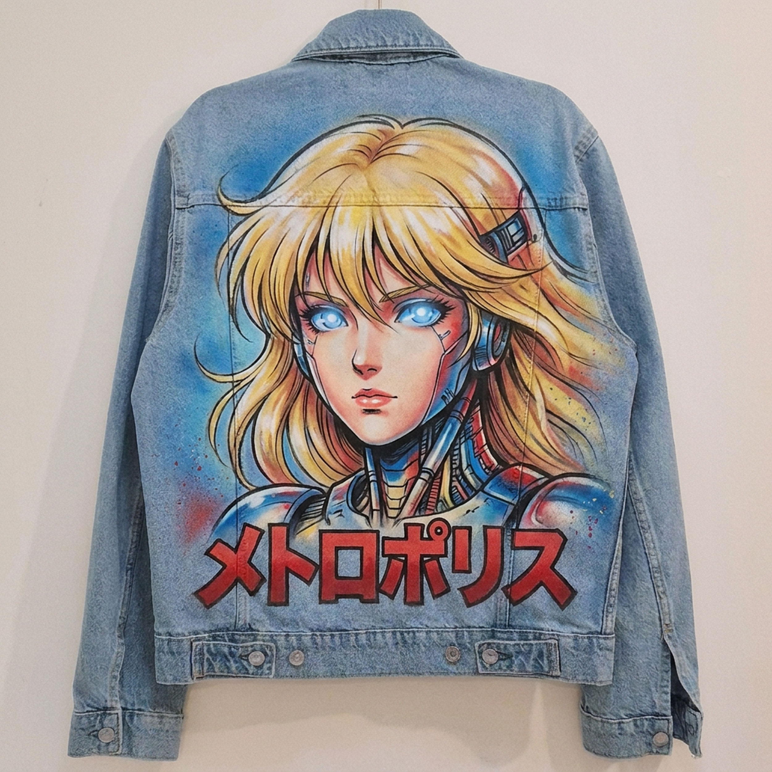 Veste en jean custom personnalisée "Metropolis"