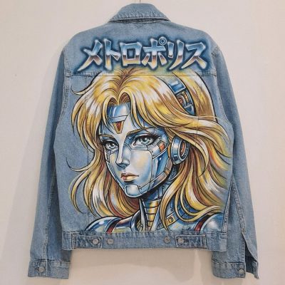Veste en jean custom personnalisée "Metropolis"