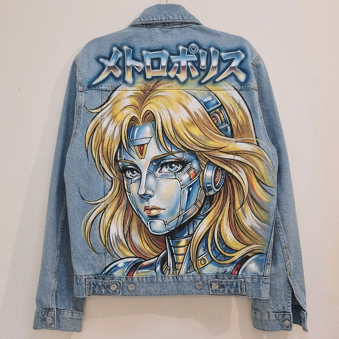 Veste en jean custom personnalisée "Metropolis"