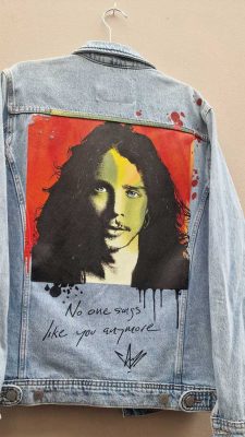 Veste en jean personnalisée "Reproduction de pochette d'album"