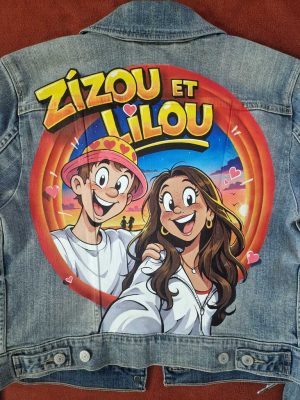 Veste en jean personnalisée "Portraits Toonifiés"